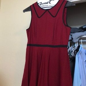 Red and black polka dot dress